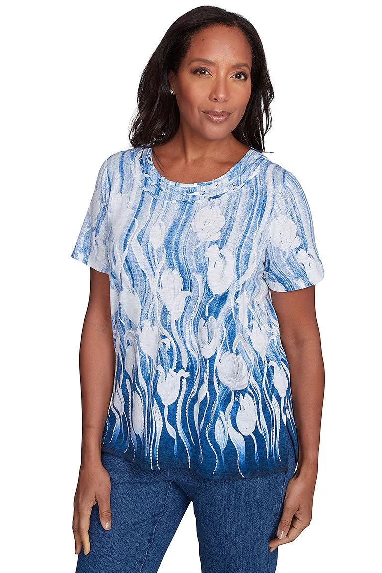 Flower Power Tulip Knotted Neck Top