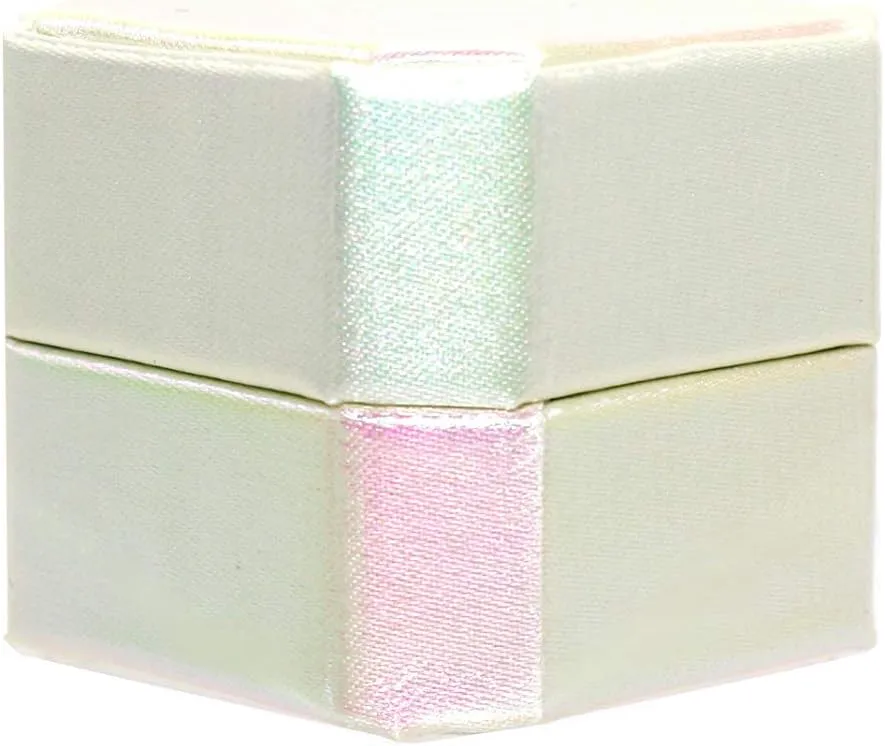 Flowers & Bliss Premium Luxury Ring Box (White Iridescent, Single Bevel)