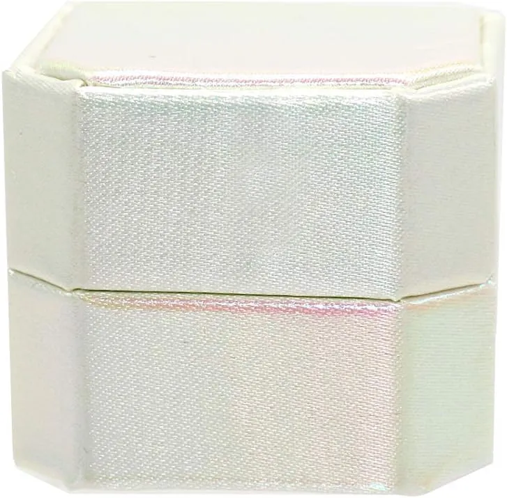 Flowers & Bliss Premium Luxury Ring Box (White Iridescent, Single Bevel)