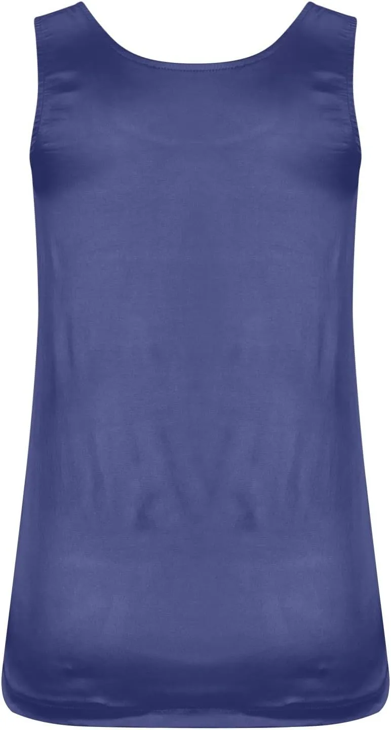 Flowy Tank Tops for Women 2025 Scoop Neck Silk Summer Satin Sleeveless Thick Straps Blouse Basic Camisole Shirts