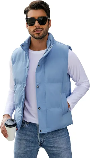 Flygo Mens Puffer Vest Winter Padded Vests Lightweight Stand Collar Sleeveless Jacket Outerwear