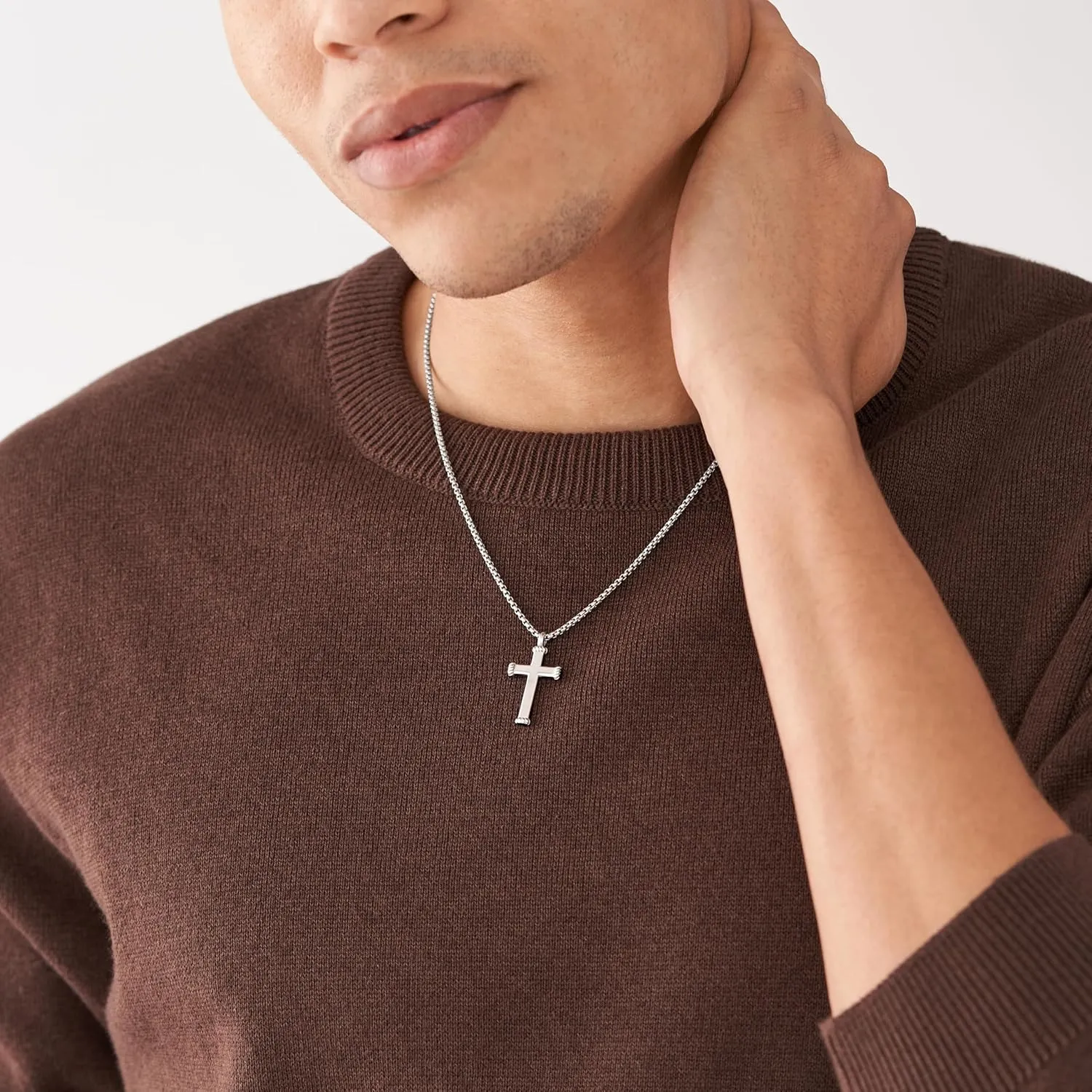 Fossil Men's Stainless Steel or Leather Necklace for Men