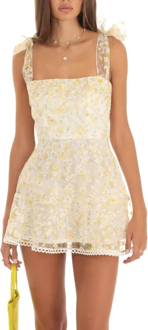 FULA-bao Women Y2k Going Out Dress Spaghetti Strap Low Cut Ruffle Mini Dresses Fairy A Line Short Dress Party Clubwear