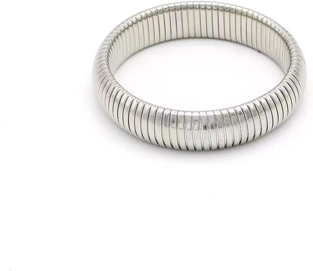 Fuqimanman2020 Chunky Snake Chain Bangle Bracelet Stretch Stackable Wide Wristband Stainless Steel Gold Silver Filled Elastic for Women Punk Party Jewerly