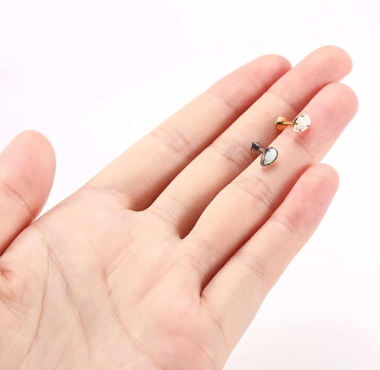 GAGABODY G23 Titanium Labret Studs 16G Tragus Earring Helix Stud Internally Threaded Labret Water Drop Opal Cartilage Monroe Piercing Lip Studs Tragus Piercing