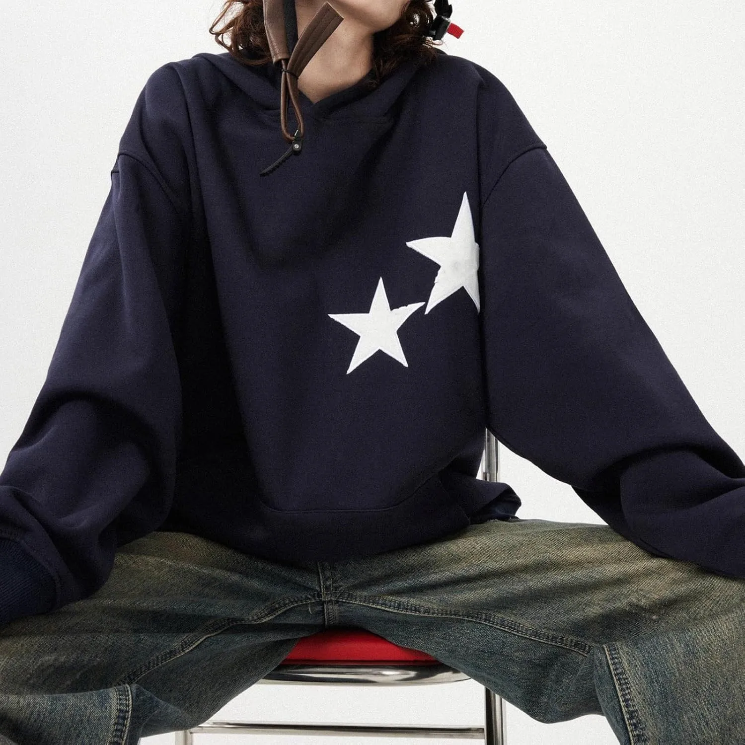 Giraropa Women Graphic Hoodies Y2K Star Print Oversized Hooded Sweatshirt Long Sleeve Pullover Fashion 90s Aesthetic Clothes