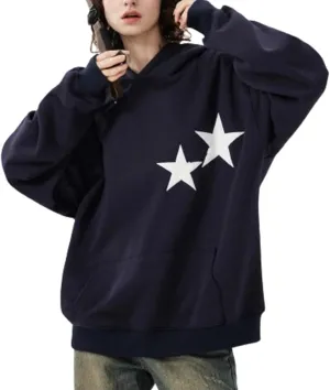 Giraropa Women Graphic Hoodies Y2K Star Print Oversized Hooded Sweatshirt Long Sleeve Pullover Fashion 90s Aesthetic Clothes