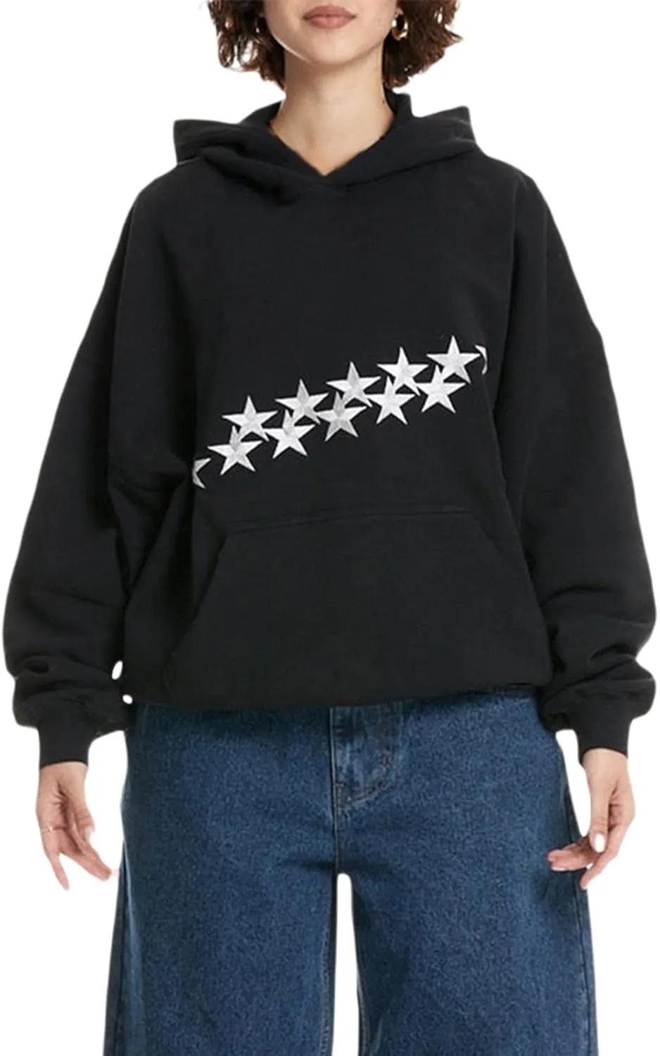 Giraropa Women Graphic Hoodies Y2K Star Print Oversized Hooded Sweatshirt Long Sleeve Pullover Fashion 90s Aesthetic Clothes