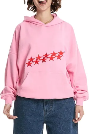 Giraropa Women Graphic Hoodies Y2K Star Print Oversized Hooded Sweatshirt Long Sleeve Pullover Fashion 90s Aesthetic Clothes
