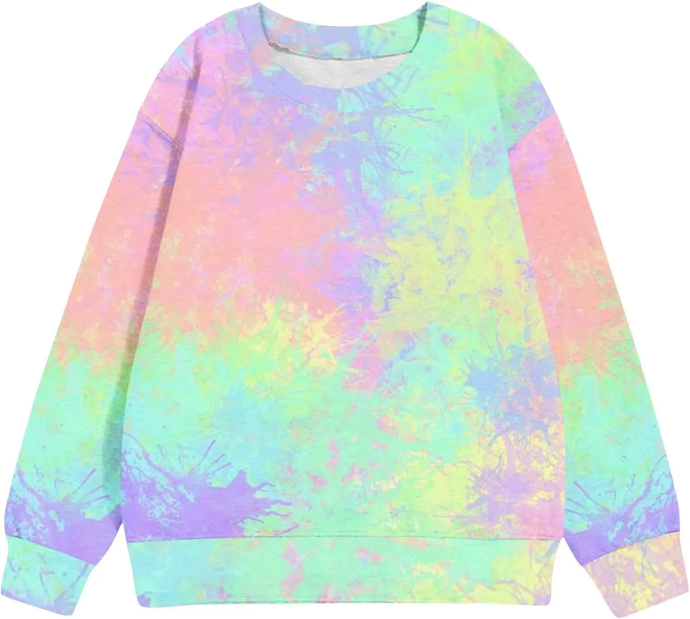 Girls Tie Dye Sweatshirts Oversized Long Sleeve Crewneck Pullovers Teens Graphic Sweaters Preppy Cloth Winter Fashion