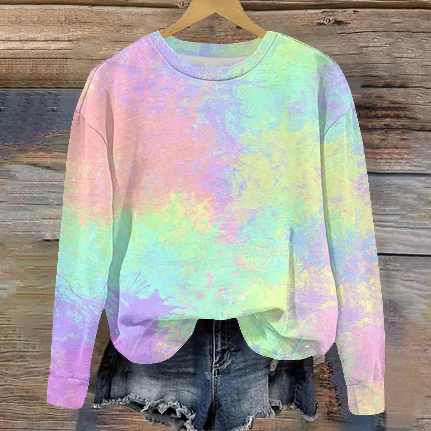 Girls Tie Dye Sweatshirts Oversized Long Sleeve Crewneck Pullovers Teens Graphic Sweaters Preppy Cloth Winter Fashion