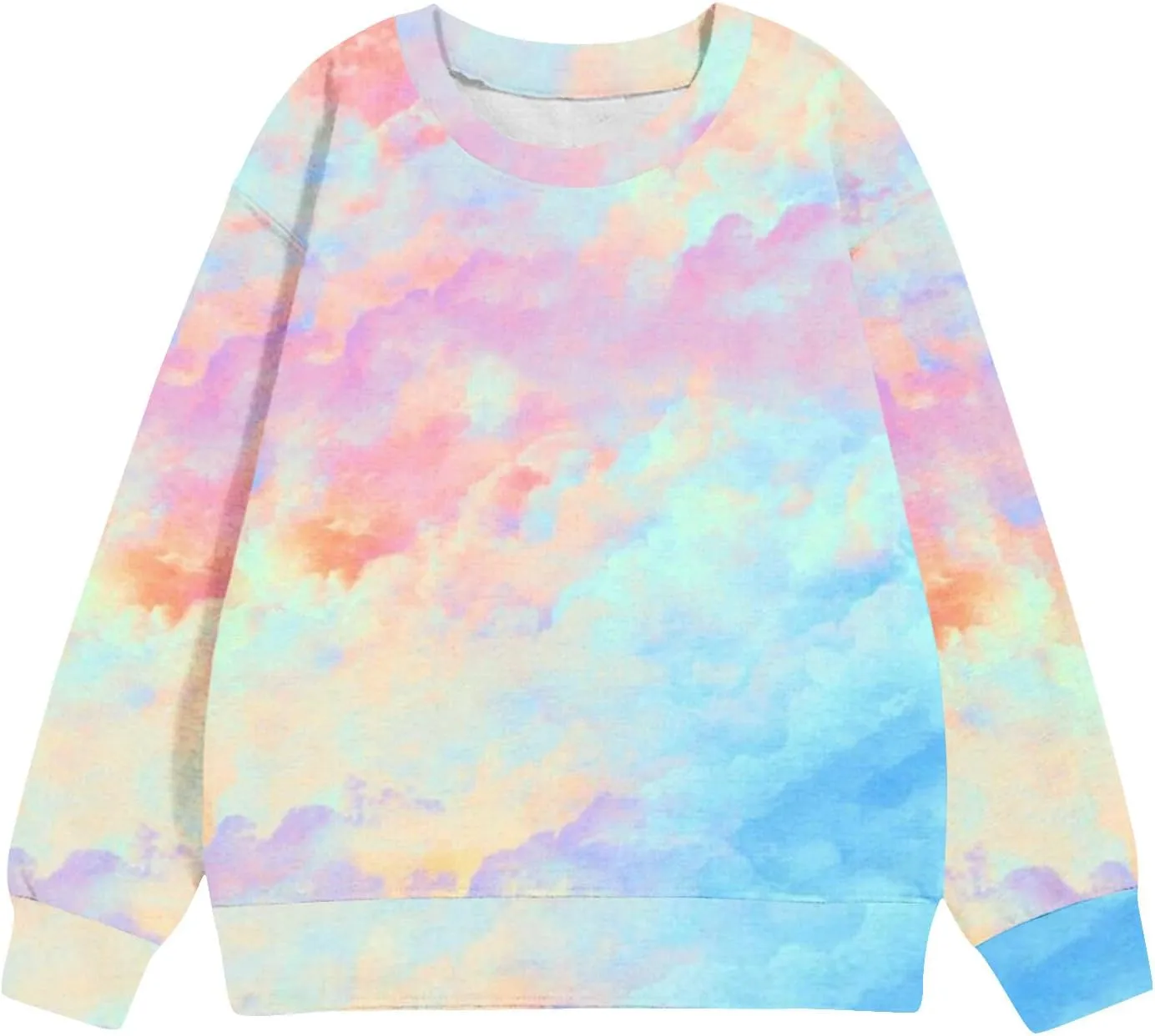 Girls Tie Dye Sweatshirts Oversized Long Sleeve Crewneck Pullovers Teens Graphic Sweaters Preppy Cloth Winter Fashion