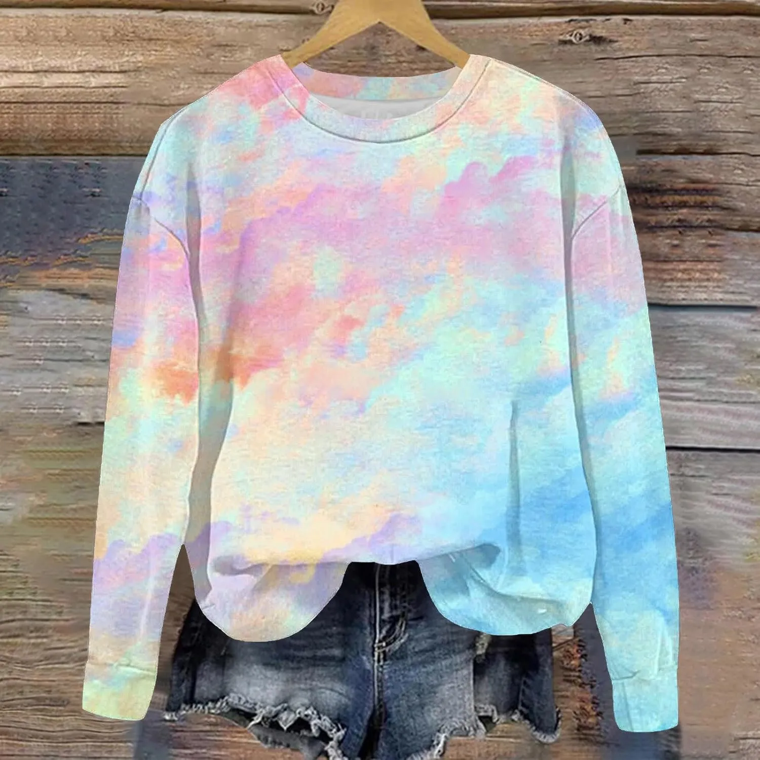 Girls Tie Dye Sweatshirts Oversized Long Sleeve Crewneck Pullovers Teens Graphic Sweaters Preppy Cloth Winter Fashion