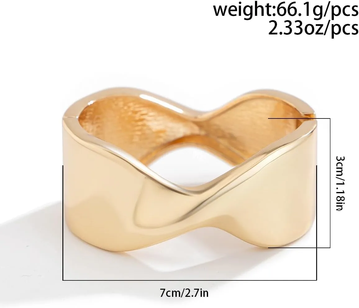 Gold Bangle Bracelets for Women Silver Plated Wide Wire Chunky Cuff Bracelets Trendy Hinged Cuff Open Wide Chunky Silver Bracelet Irregular Minimalist Bangle Jewelry