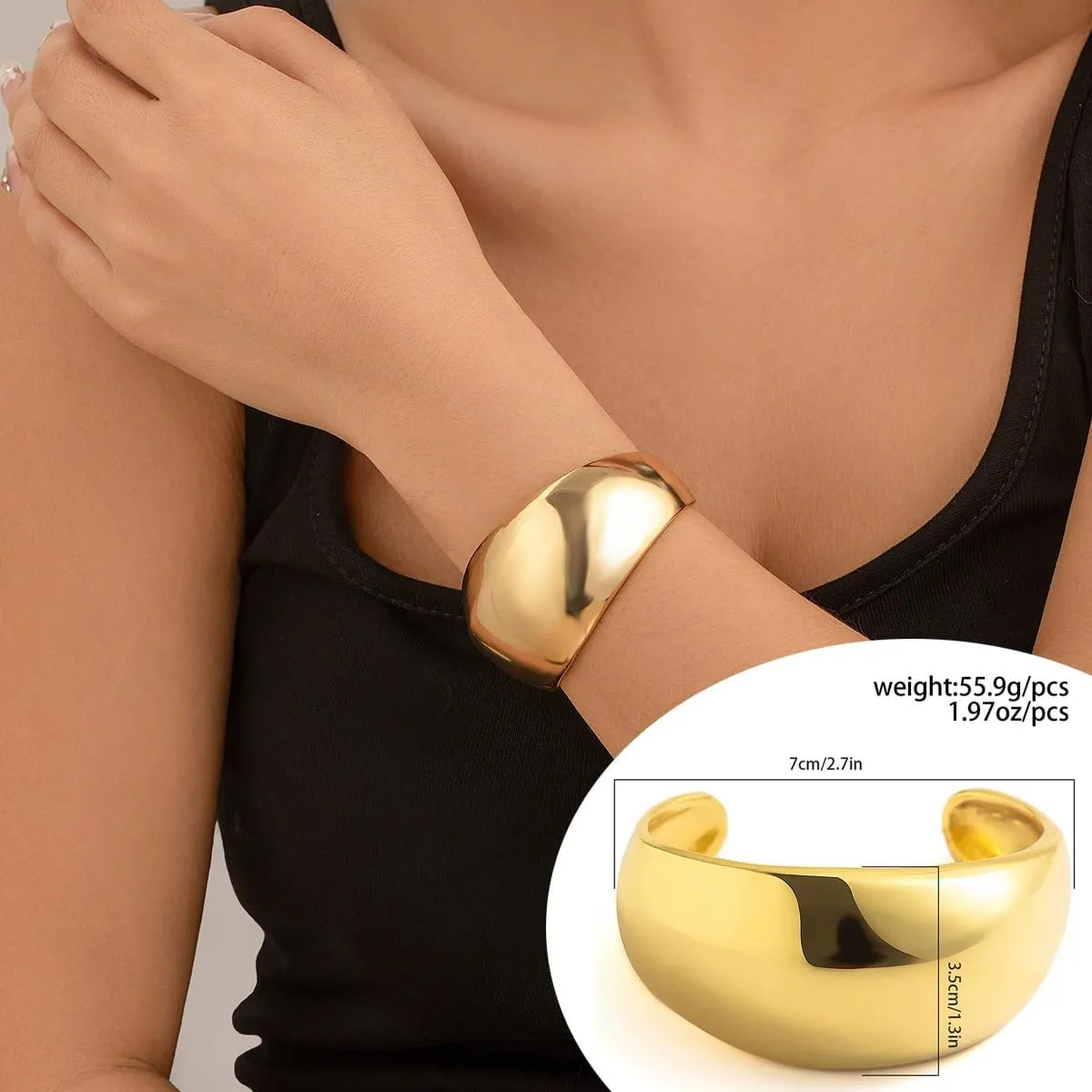 Gold Bracelets for Women Trendy Adjustable Gold Plated Cuff Bangle Bracelets Bold and Beautiful Wide Chunky Gold Bracelet Minimalist Bangle Jewelry for Women