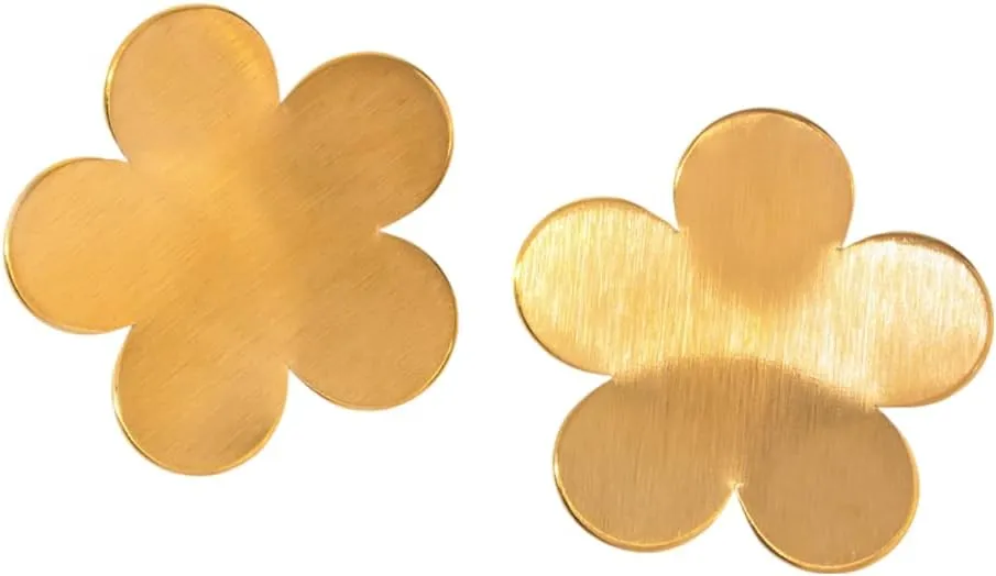 Gold Plated Stainless Steel Frosted Finish Flower Stud Earrings
