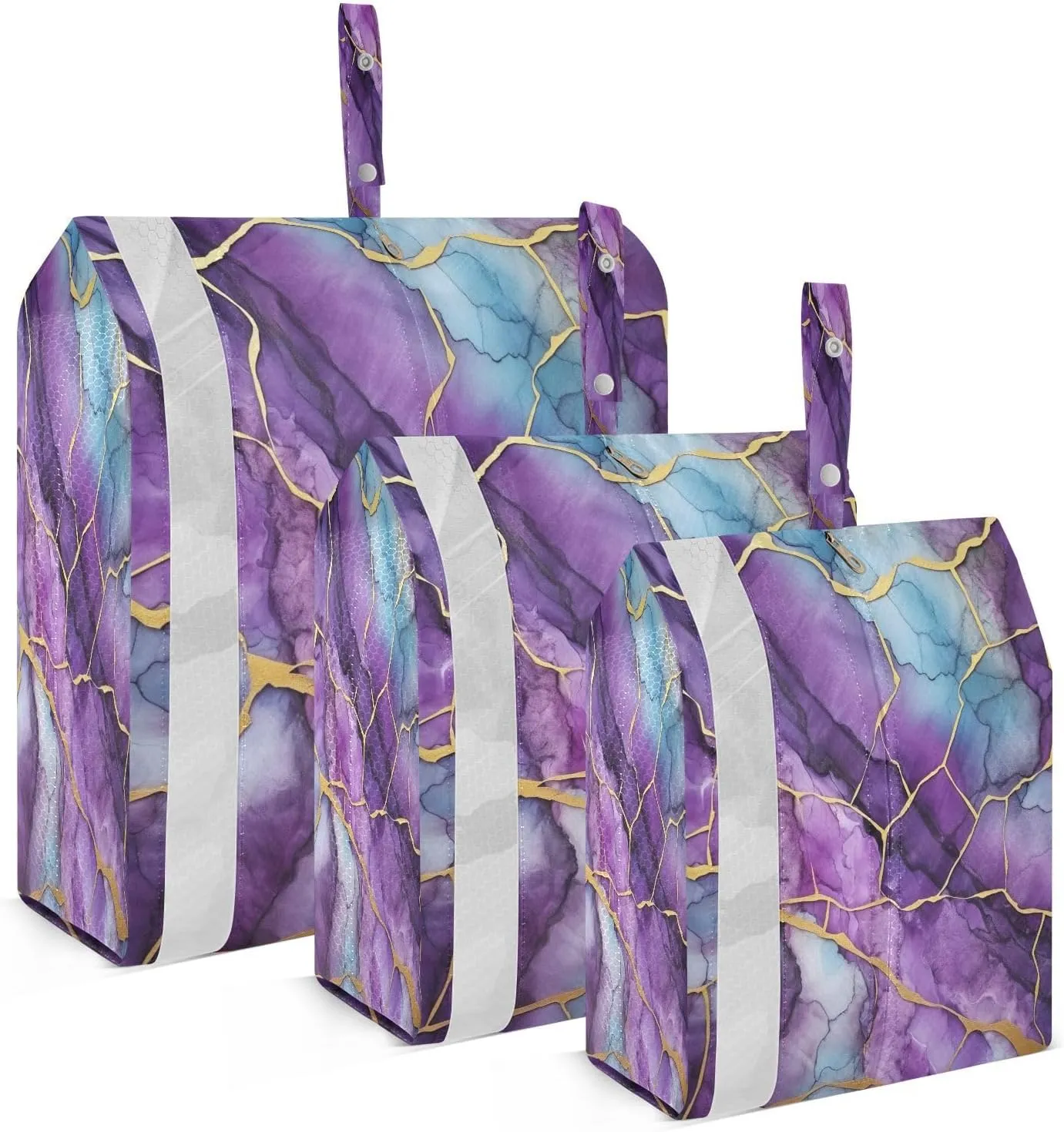Gold Purple Marble Packing Cubes for Travel 3 Set Compression Packing Cube Luggage Accessories for Travel Accessories