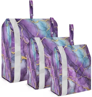 Gold Purple Marble Packing Cubes for Travel 3 Set Compression Packing Cube Luggage Accessories for Travel Accessories
