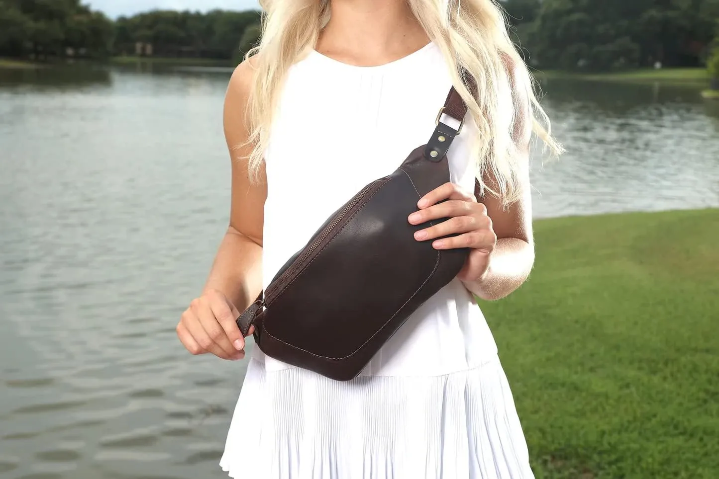 Handmade Leather Waist Bag, Belt Bag (3 Dark Brown)