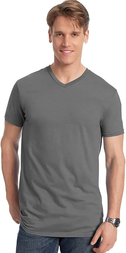 Hanes Mens Ringspun Cotton Nano-T V-Neck T-Shirt (498V)