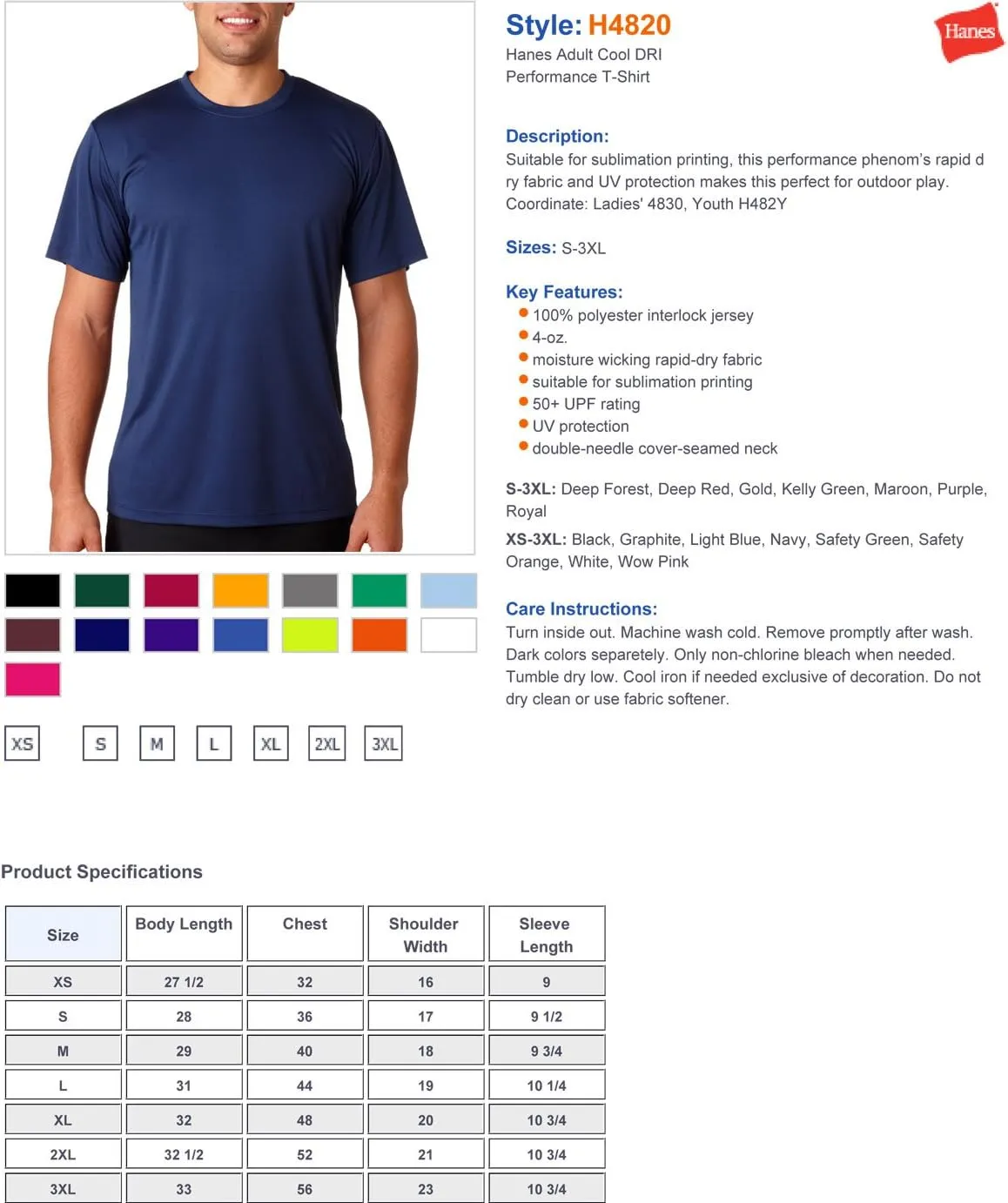 Hanes Sport Men's Heathered Training Tee