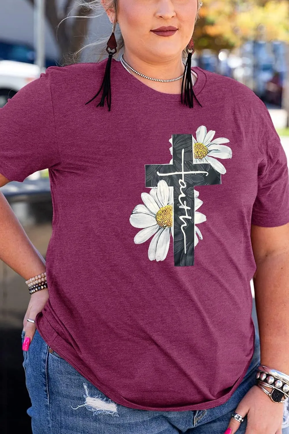 HDLTE Plus Size Womens Country Shirts Funny Western Graphic Tees Short Sleeve Flower Tops Blouses Casual Summer T-Shirt