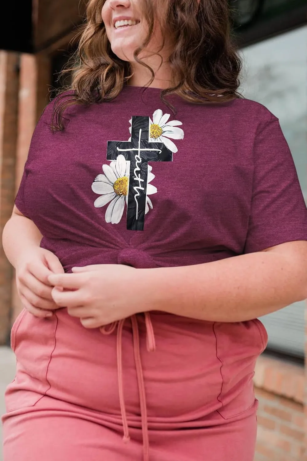 HDLTE Plus Size Womens Country Shirts Funny Western Graphic Tees Short Sleeve Flower Tops Blouses Casual Summer T-Shirt