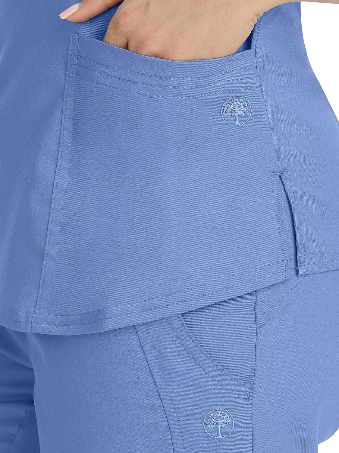 Healing Hands Women's Y-Neck Scrub Top with 2 Pockets, Knit Details, Shirttail Hem, and 2-Way Stretch Fabric 2167