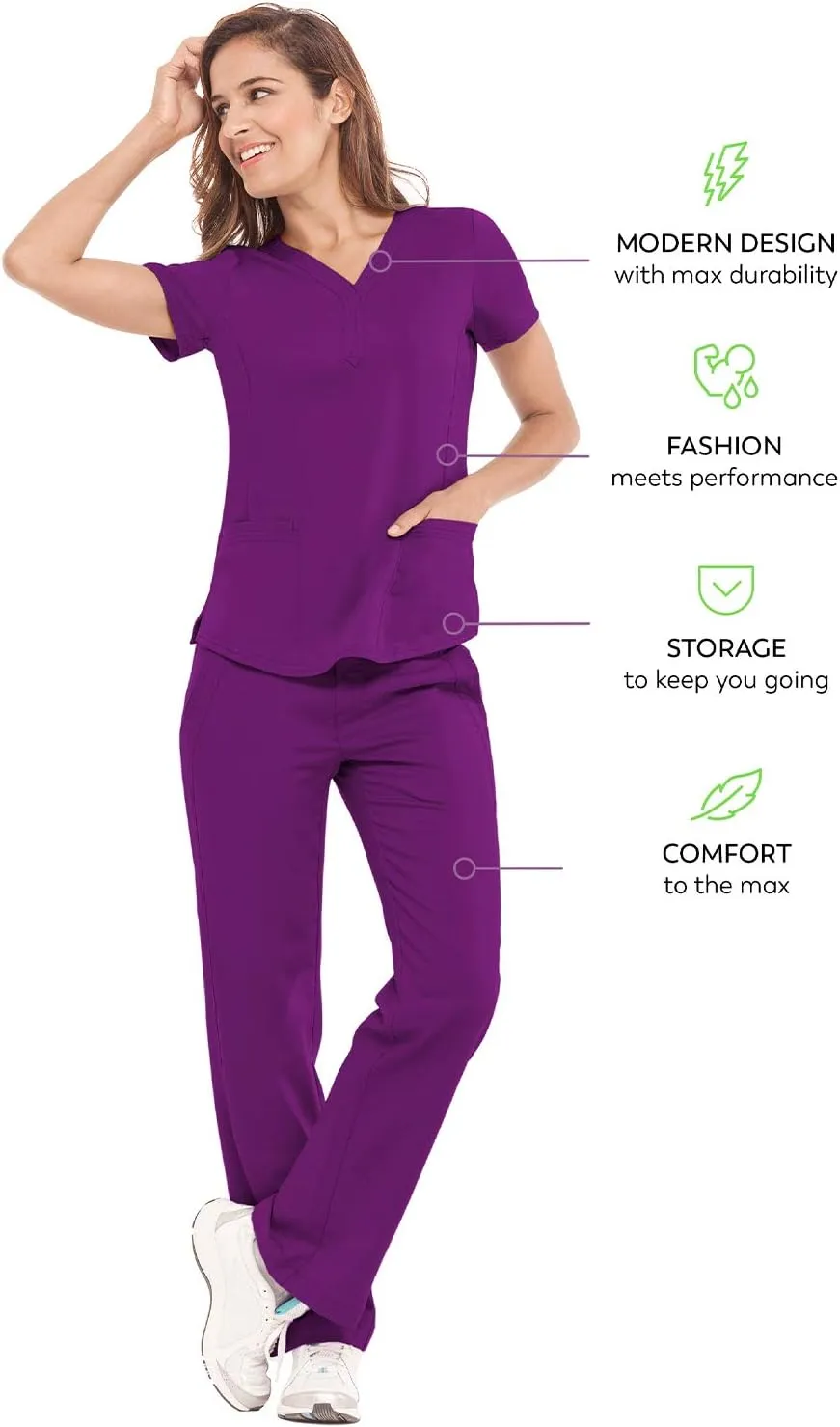 Healing Hands Women's Y-Neck Scrub Top with 2 Pockets, Knit Details, Shirttail Hem, and 2-Way Stretch Fabric 2167