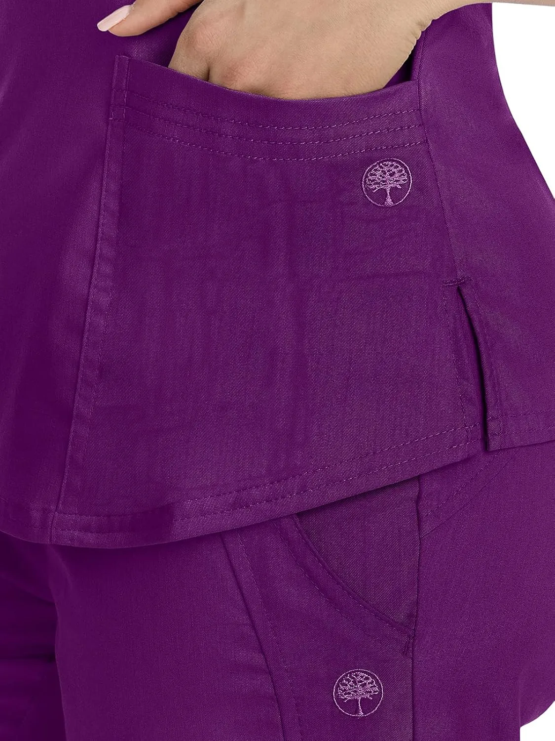 Healing Hands Women's Y-Neck Scrub Top with 2 Pockets, Knit Details, Shirttail Hem, and 2-Way Stretch Fabric 2167