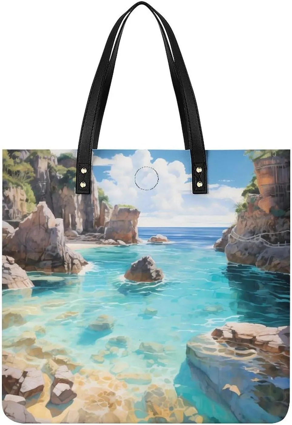 Horseshoe Bay Cove Bermuda Tote Bags PU Leather Top Handle Satchel Handbags Shoulder Bags Travel Purse for Women Men
