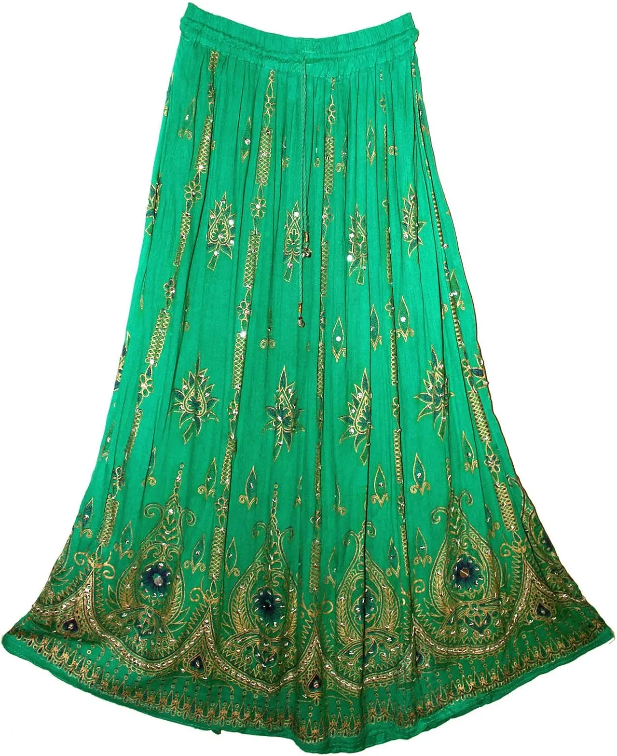 Indian Multi tie dye Yoga Trendz Women's Sequined Crinkle Broomstick Gypsy Long Skirt