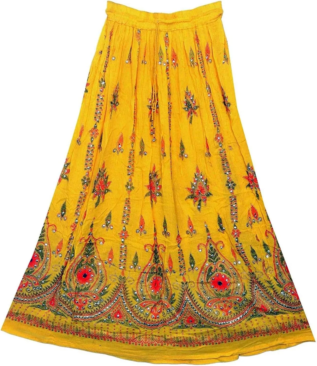 Indian Multi tie dye Yoga Trendz Women's Sequined Crinkle Broomstick Gypsy Long Skirt