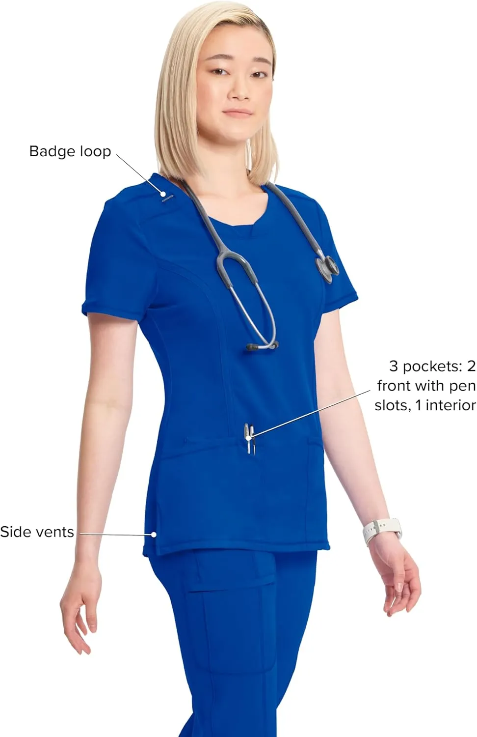 Infinity by Cherokee Round Neck scrub tops women with 3 Pockets & 360 Stretch - 2624A