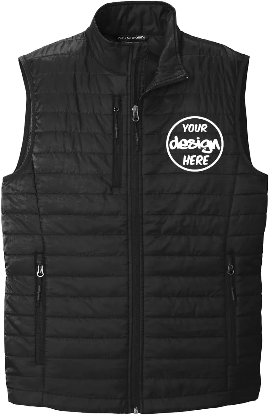 INK STITCH Men J851 Custom Personalized Embroidery Logo Texts Puffer Packable Winter Vests