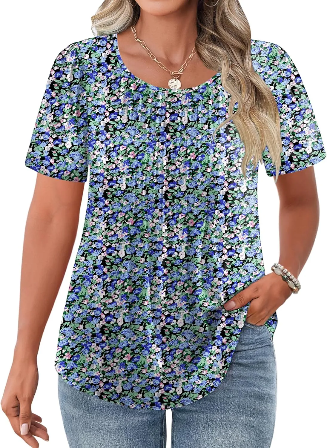 IN'VOLAND Womens Plus Size Tops Tunic Short Sleeve Crew Neck Shirts Casual Summer Blouse 1X-5X