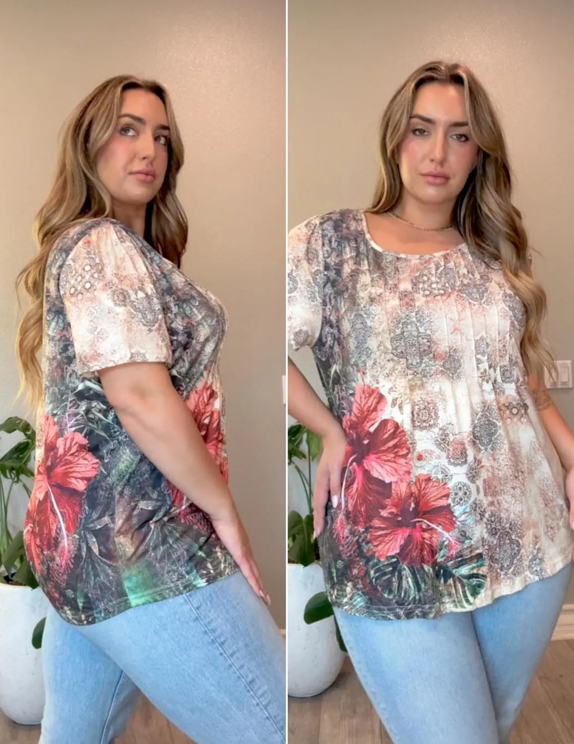 IN'VOLAND Womens Plus Size Tops Tunic Short Sleeve Crew Neck Shirts Casual Summer Blouse 1X-5X