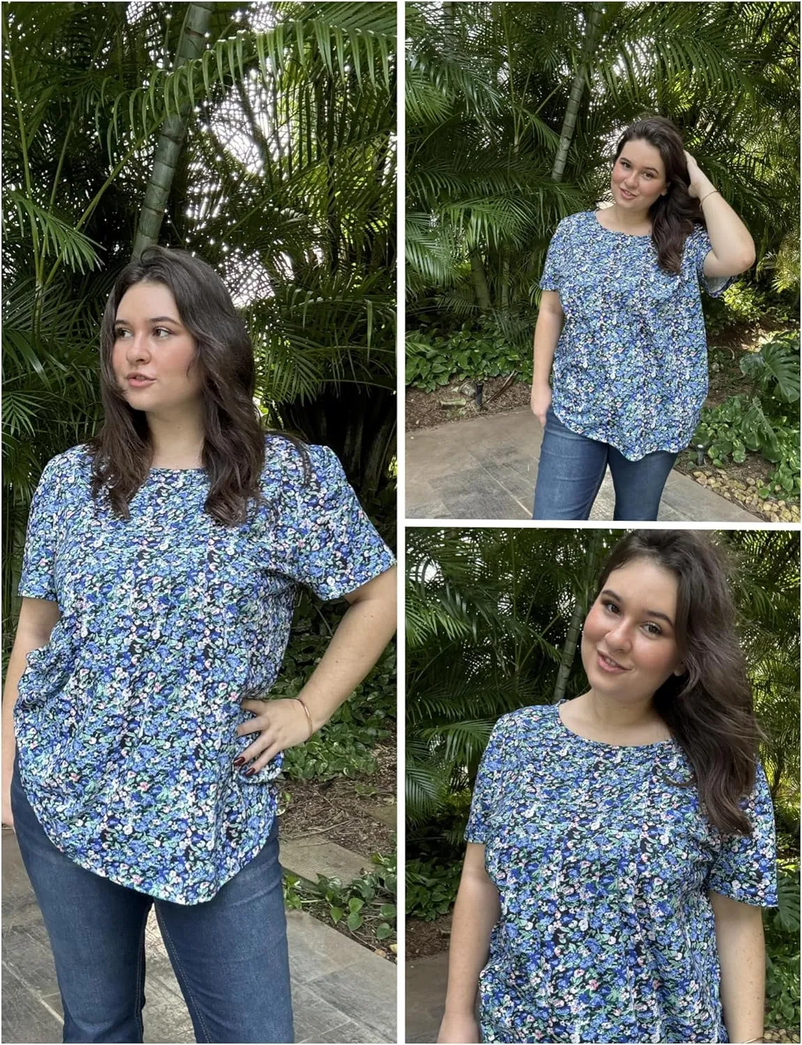 IN'VOLAND Womens Plus Size Tops Tunic Short Sleeve Crew Neck Shirts Casual Summer Blouse 1X-5X