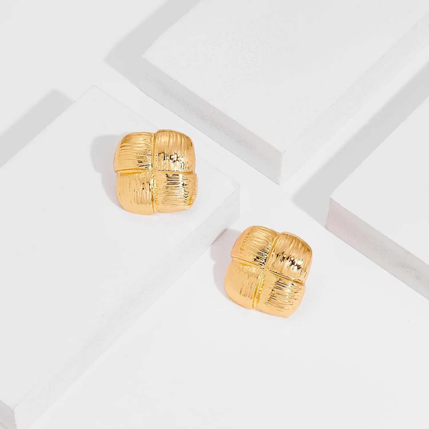 Irregular Gold Stud Earrings for Women Hammered Silver Stud Earrings Statement Geometric Earrings Vintage Gold Earrings