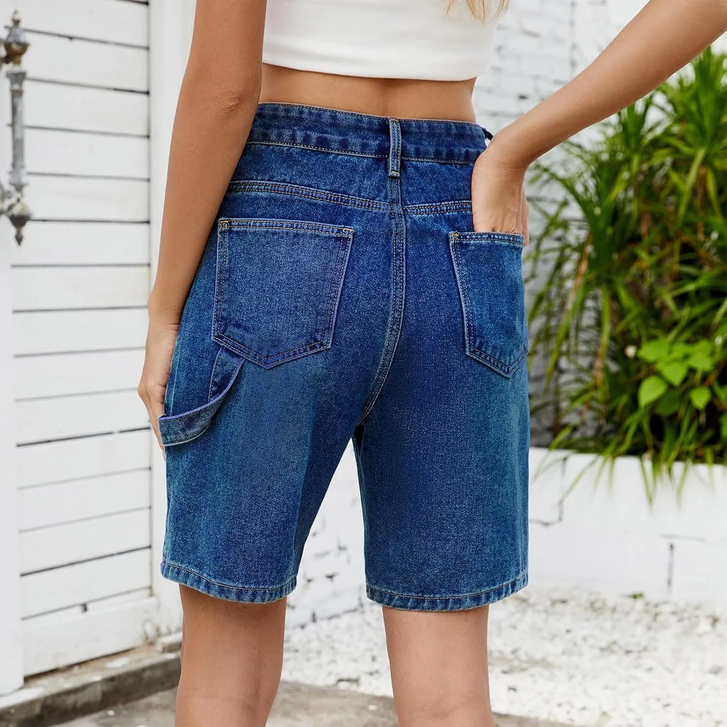 Jean Shorts for Women High Waisted Trendy Cutoff Stretchy Denim Shorts Casual Summer Bermuda Shorts with Flat Pocket