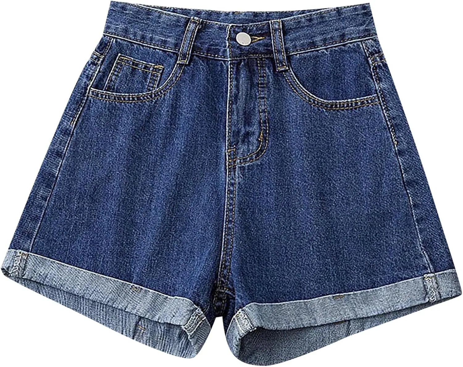 Jean Shorts for Women Summer Casual Loose Fit Elastic High Waisted Shorts Fashion Comfort Wide Leg Shorts with Pockets