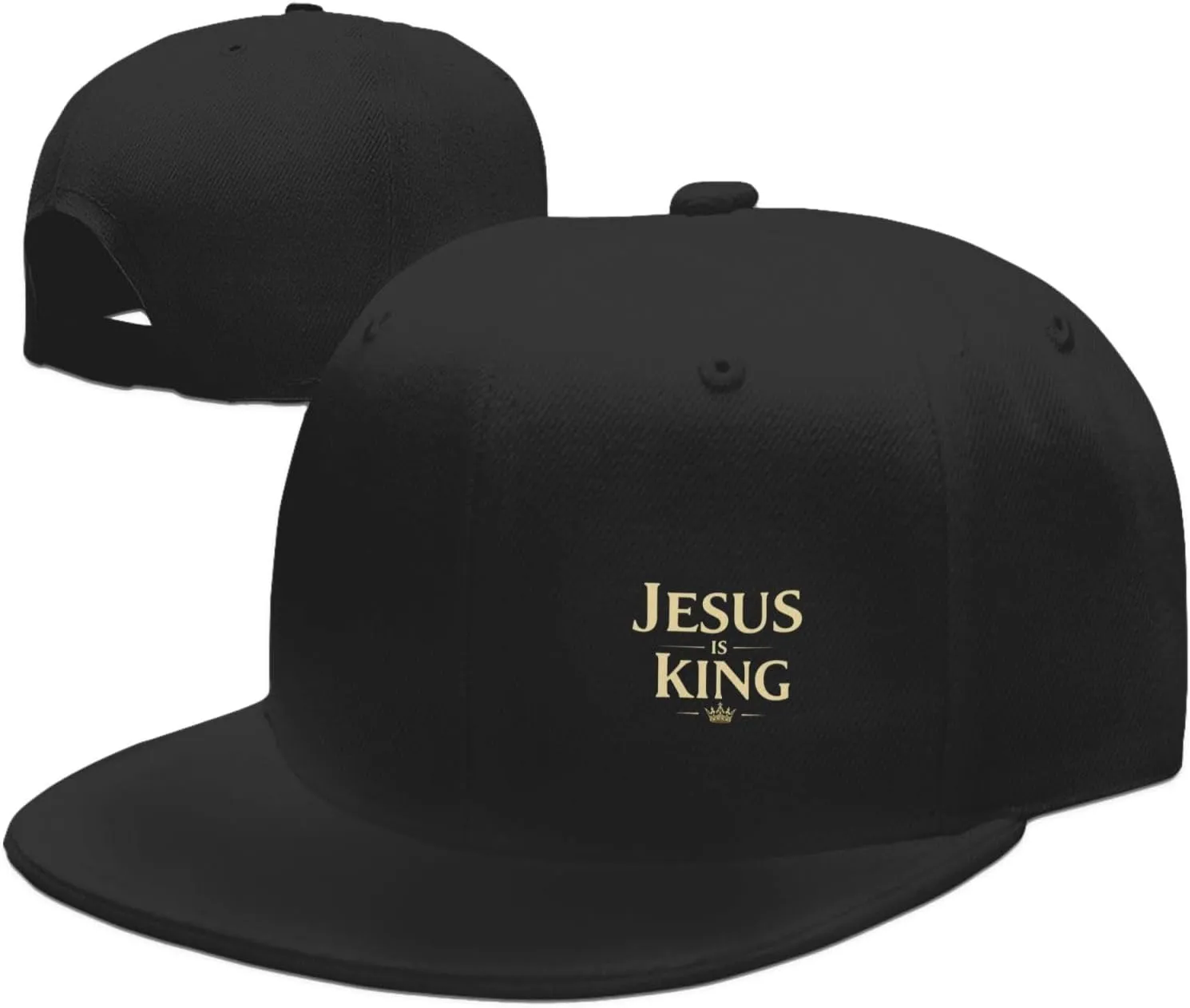 Jesus is King Inspirational Gold Crown Men Women Adjustable Snapback Flat Brim Hat Classic Hip Hop Trucker Baseball Caps