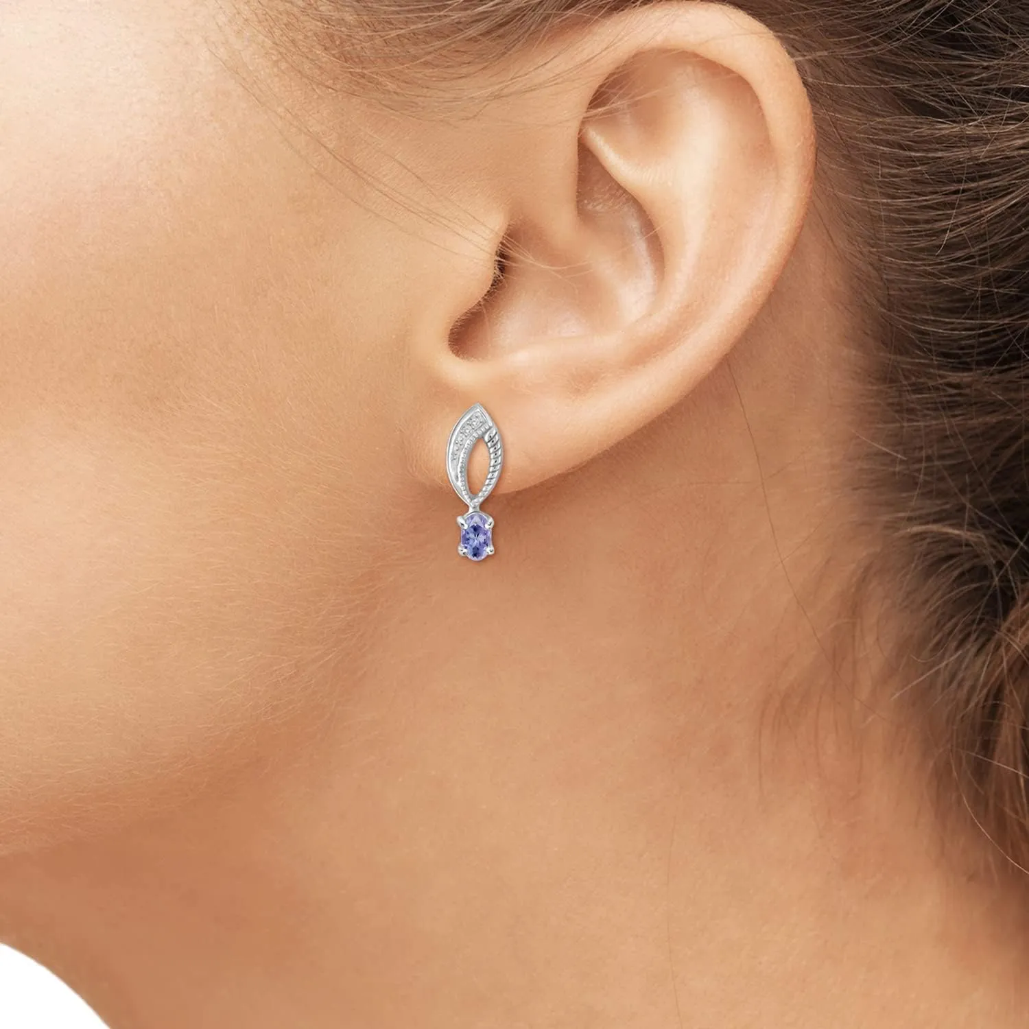 JEWELEXCESS 2.80 CTW Tanzanite & 1/10 Carat White Diamond Sterling Silver 4-Piece Jewelry set