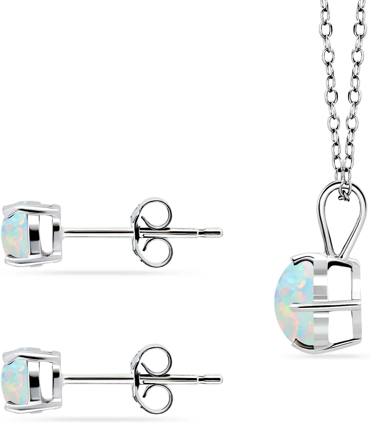 Jewelry Sets for Women, Necklace and Earring Sets for Women, Birthstone Jewelry, Genuine or Synthetic Gemstone, Round Solitaire, Pendant Necklace, Stud Earrings, Sterling Silver Jewelry or Gold Flash