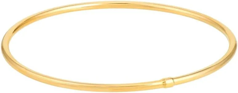 JewelryWeb 14k Solid Yellow Gold Plain Round Tube Stackable Bangle Bracelet 8 Inch-Bangle-Bracelet for Women in