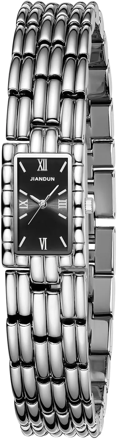 JIANDUN Classic Vintage Square Gold Tone Women Bracelet Watch with Adjustable Band, Water-Resistant