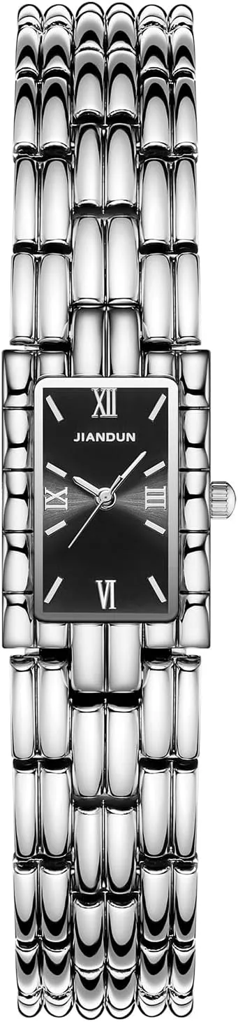 JIANDUN Classic Vintage Square Gold Tone Women Bracelet Watch with Adjustable Band, Water-Resistant