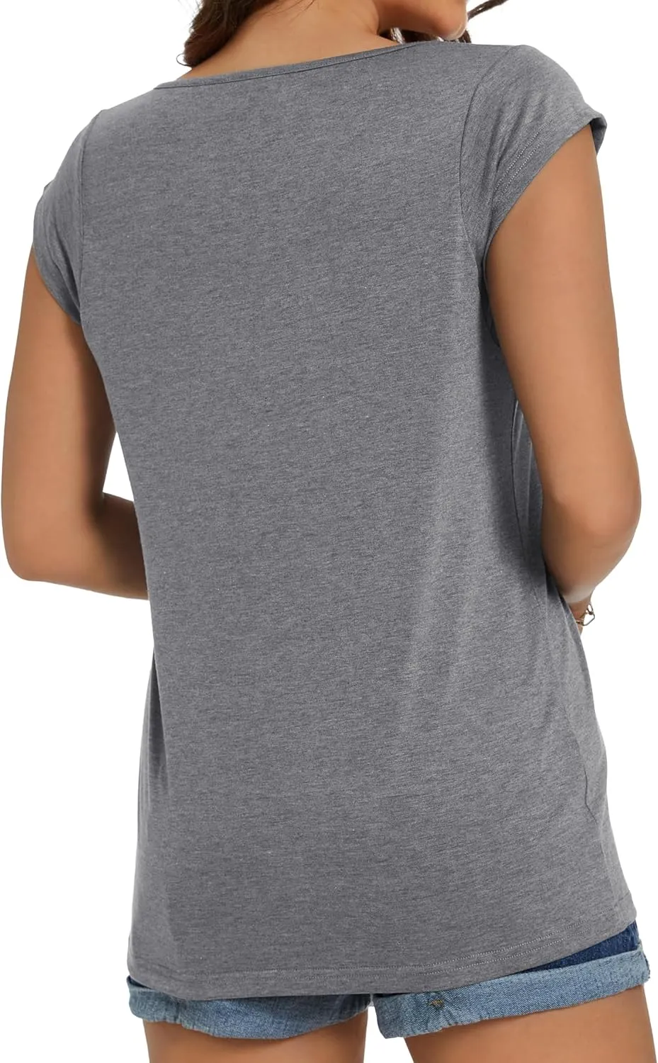 JOELLYUS Women's Cap Sleeve Tops Summer Tank Top Casual Basic Tees Shirts Loose Fit Blouses