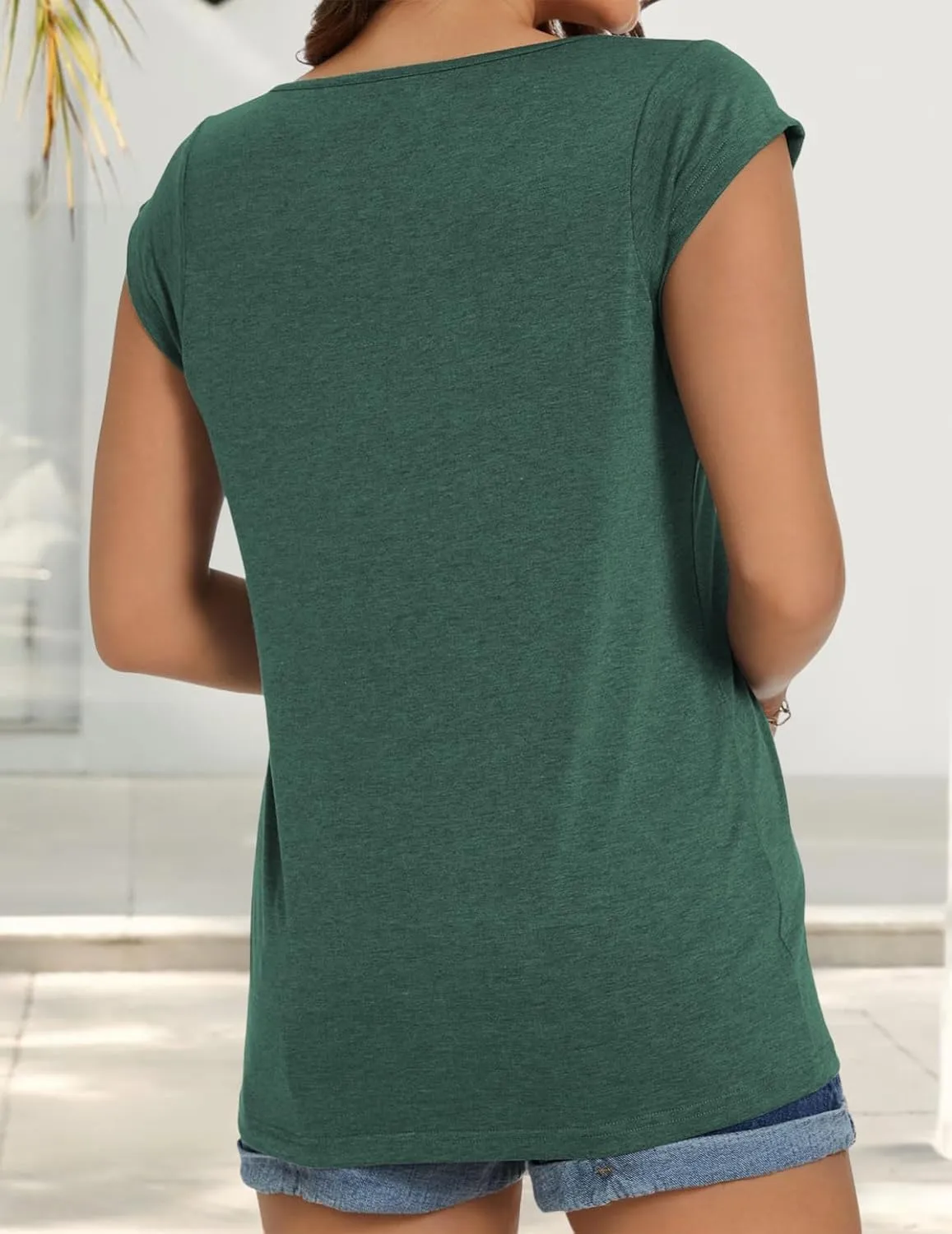 JOELLYUS Women's Cap Sleeve Tops Summer Tank Top Casual Basic Tees Shirts Loose Fit Blouses