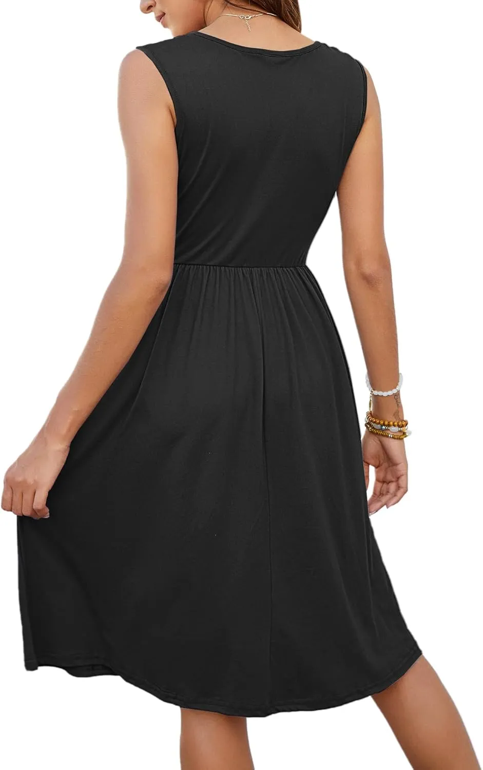 KARALIN Womens Summer Dresses 2025 Sundress, Casual Sleeveless V Neck Vacation & Beach Midi Dress M-4XL